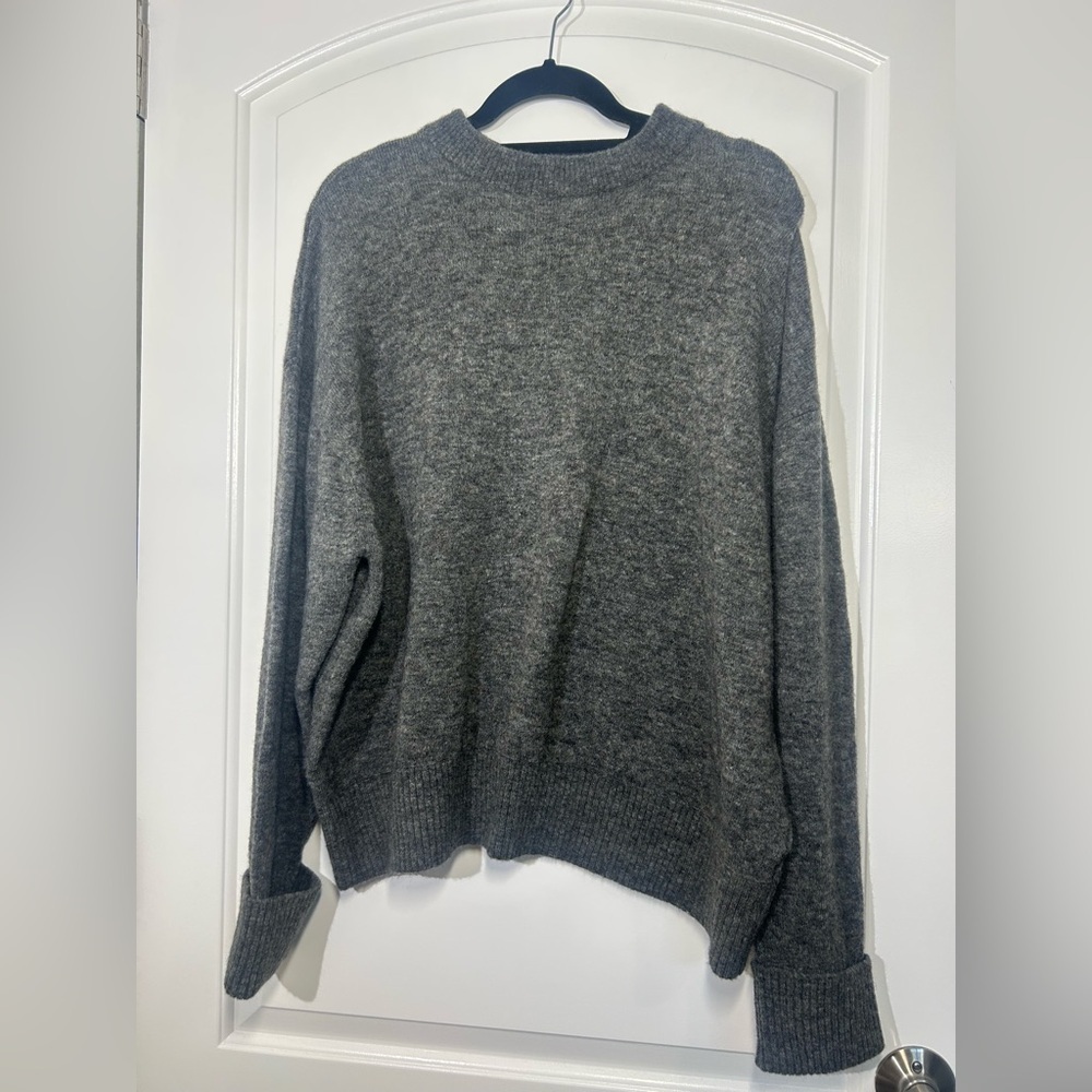 Anthropologie PILCRO Juno Crewneck Grey Wool Blend Sweater Size S preppy chic - Picture 3 of 16